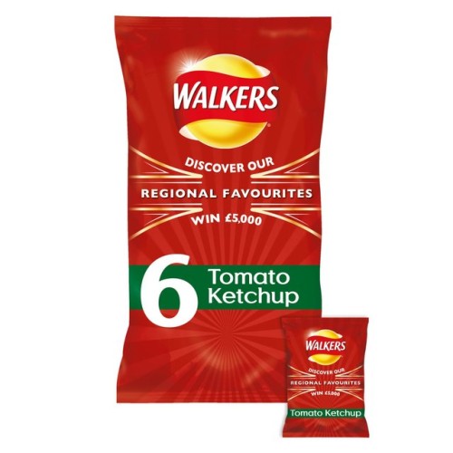 Przejdź do produktu Walkers Tomato Ketchup Crisps 25g x 6 per pack