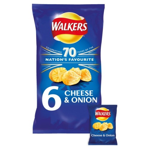 Przejdź do produktu Walkers Cheese & Onion Crisps 25g x 6 per pack