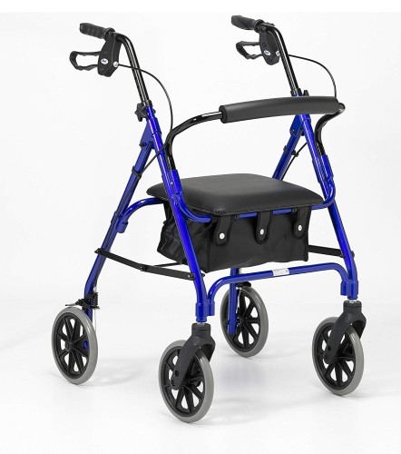 Przejdź do produktu Days Lightweight Folding Four Wheel Walker with Padded Seat, Lockable Brakes, Ergonomic Handles, and Carry Bag Blue
