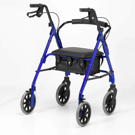 Days Lightweight Folding Four Wheel Walker with Padded Seat, Lockable Brakes, Ergonomic Handles, and Carry Bag Blue 2.jpg