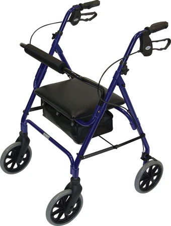 Days Lightweight Folding Four Wheel Walker with Padded Seat, Lockable Brakes, Ergonomic Handles, and Carry Bag Blue 3.jpg