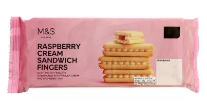 Przejdź do produktu Marks & Spencer Raspberry Cream Sandwich Fingers 300g