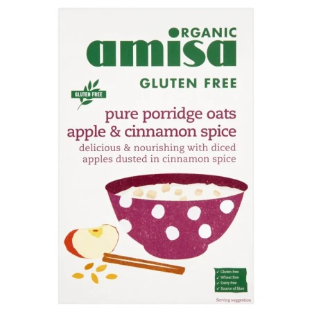 Amisa Organic Gluten Free Pure Porridge Oats Apple & Cinnamon Spice 300g.jpg