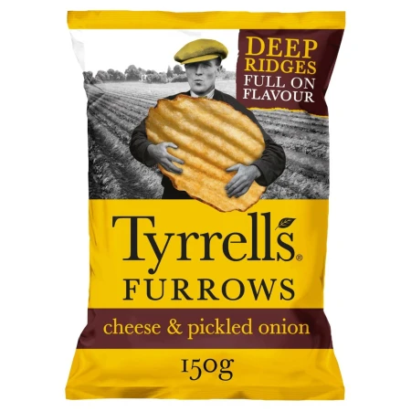 Tyrrells Cheddar Cheese & Pickled Onion Furrows 150g.jpg