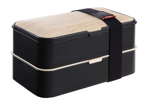 Przejdź do produktu Leakproof Bento BPA-free Lunch Box 2 Tiers, Cutlery, Bamboo Design 1.2L