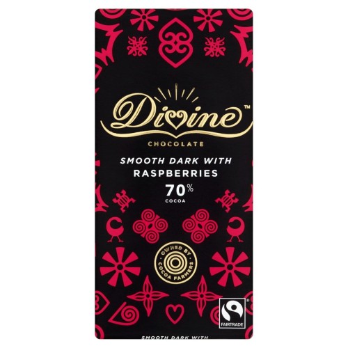 Przejdź do produktu Divine 70% Dark Chocolate with Raspberry 90g