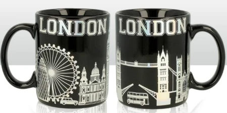 London Skyline Metallic Silver Holographic and Black Mug.jpg