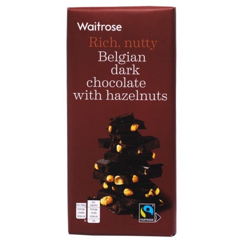 Przejdź do produktu Waitrose Rich Nutty Belgian Dark Chocolate with Hazelnuts 180g