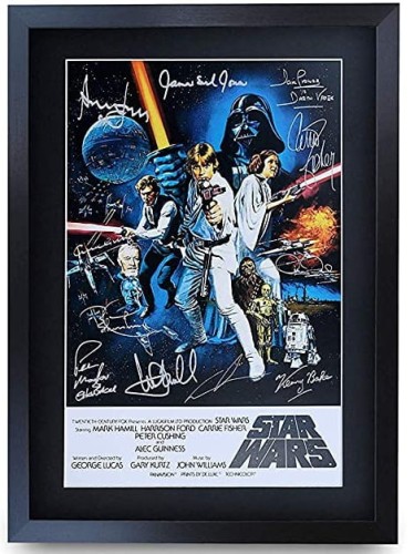 Przejdź do produktu Framed Star Wars Movie Poster Cast Signed Print A3  