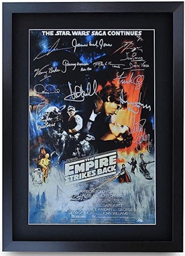 Przejdź do produktu Framed Star Wars Movie Poster Empire Strikes Back Cast Signed Print A3