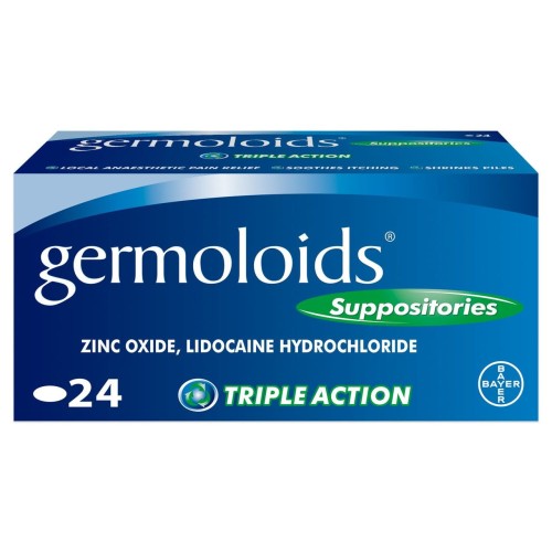 Przejdź do produktu Germoloids Triple Action Haemorrhoids & Piles Suppositories Tablets 24 pack