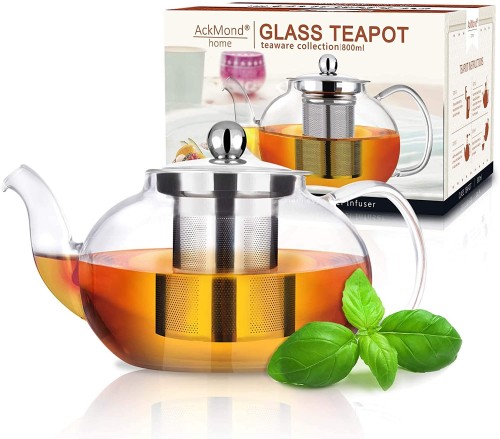 Przejdź do produktu Clear Borosilicate Glass Teapot with Stainless Steel Infuser & Lid 800ml
