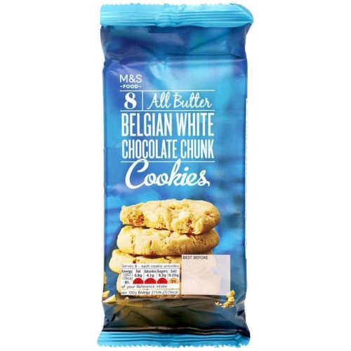 Przejdź do produktu Marks & Spencer 8 All Butter Belgian White Chocolate Chunk Cookies 225g