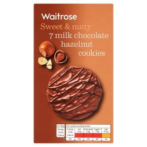 Przejdź do produktu Waitrose Hazelnut & Milk Chocolate Cookies 150g