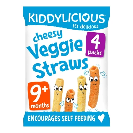 Kiddylicious Veggie Straws, cheesy, baby snack, 9months+, multipack 4 x 12g.jpg