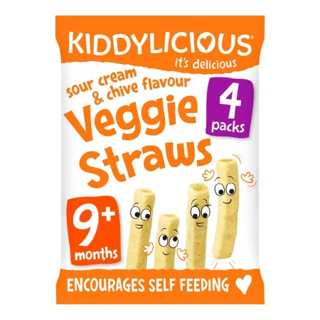 Kiddylicious Veggie Straws Multipack, sour cream &amp; chive, baby snack 4 x 12g.jpg