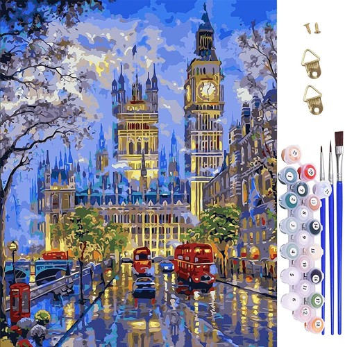 Przejdź do produktu Paint by Numbers London Scene Canvas Acrylic Painting Kit 50cm X 40cm