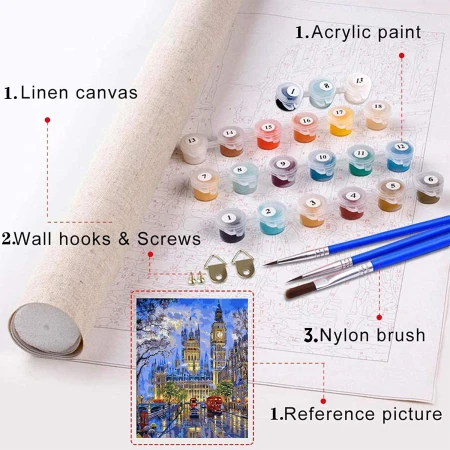Paint by Numbers London Scene Canvas Acrylic Painting Kit 50cm X 40cm 2.jpg