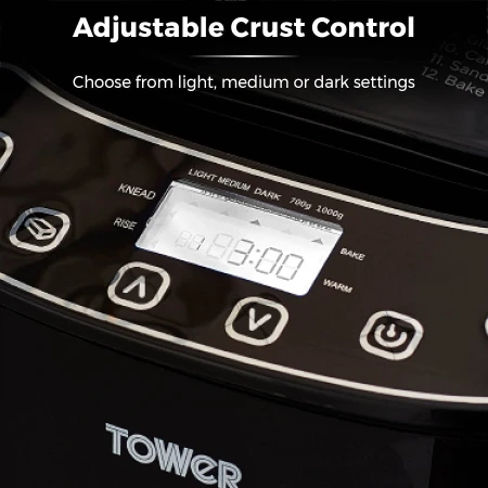 Tower T11003 Digital Bread Maker, 12 Automatic Programs, 13 Hours Delay Timer, Non-Stick Bread Pan, 550W, Black 5.jpg