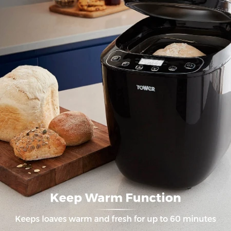 Tower T11003 Digital Bread Maker, 12 Automatic Programs, 13 Hours Delay Timer, Non-Stick Bread Pan, 550W, Black 6.jpg