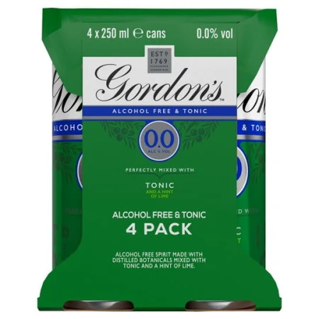 Gordon's Alcohol Free &amp;Tonic With Lime 4X250ml 2.jpeg