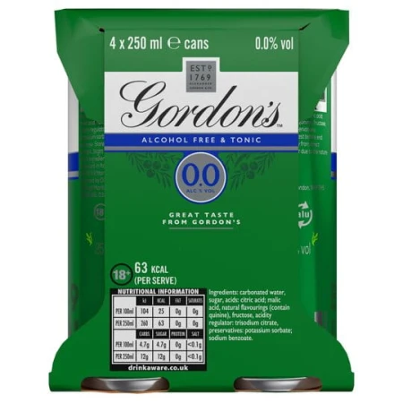 Gordon's Alcohol Free &amp;Tonic With Lime 4X250ml 3.jpeg