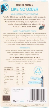 Montezuma's Like No Udder, Milk Chocolate Alternative, Gluten Free, Naturally Vegan &amp; Organic, 90g Bar 2.jpg