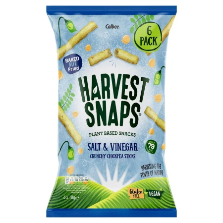 Harvest Snaps Chickpea Sticks Salt &amp; Vinegar 18g x 6 per pack.jpg