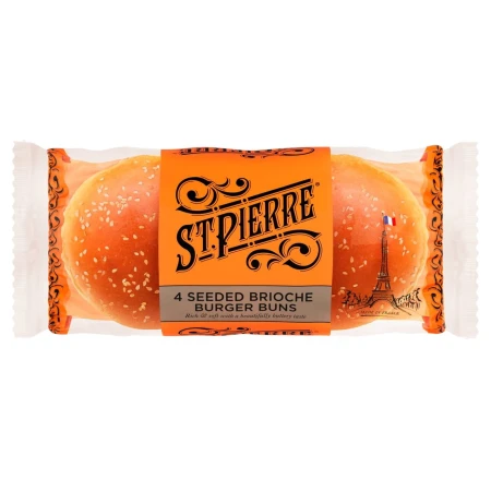 St Pierre Sliced Seeded Brioche Burger Buns 4 per pack.jpg
