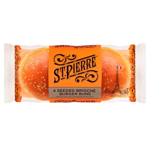 Przejdź do produktu St. Pierre Sliced Seeded Brioche Burger Buns 4 per pack