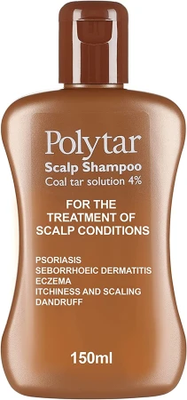 Polytar Scalp Shampoo 150ml, Treats Psoriasis, Seborrhoeic Dermatitis, Eczema, and Dandruff, Soothes Itchy, Scaly Scalps, Contains Coal Tar.jpg