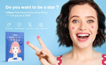 Acne Patch Pimple Patch, LitBear Pink Heart &amp; Star Shaped Acne Absorbing Spot Patches.jpg