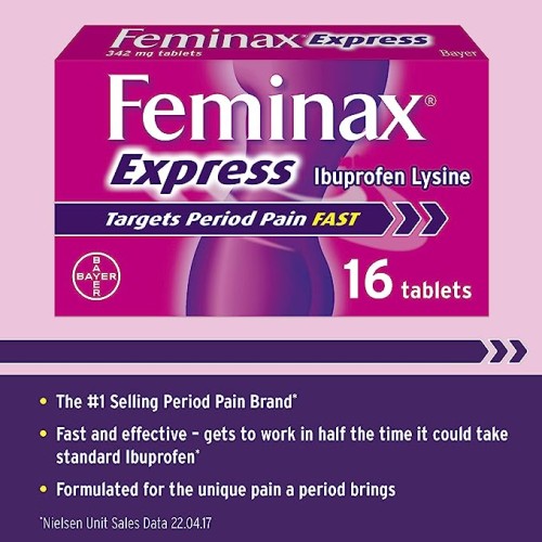 Przejdź do produktu Feminax Express  342mg Ibuprofen Lysine 16 Tablets
