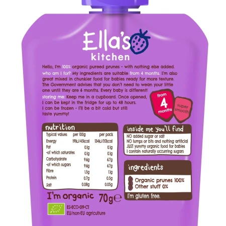 Ella's Kitchen Prunes Organic Single Fruit Pouch, 4 mths+ 70g 2.jpg