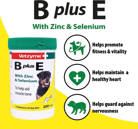 Vetzyme  Plus Dog Vitamins and Supplements, Contains B Plus E with Zinc &amp; Selenium 200 Tablets 3.jpg
