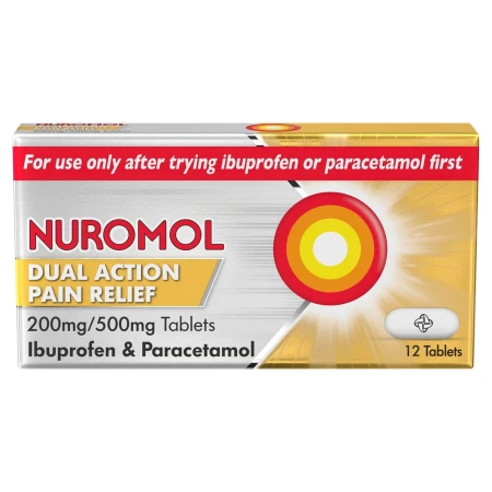Nuromol Dual Action Pain Relief Tablets, Ibuprofen &amp; Paracetamol 12 per pack.jpg