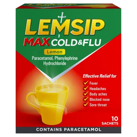 Lemsip Max Cold &amp; Flu Lemon Sachets Paracetamol 10 per pack 2.jpg