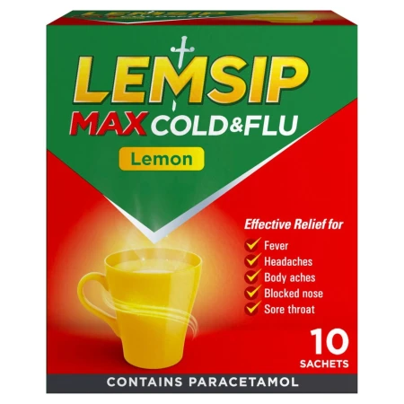 Lemsip Max Cold &amp; Flu Lemon Sachets Paracetamol 10 per pack.jpg