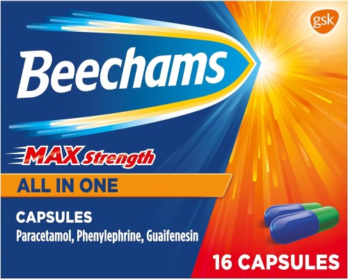 Przejdź do produktu Beechams Cold & Flu Medicine, Cough & Congestion Relief Capsules, Max Strength All in One 16 Capsules