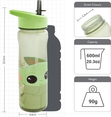 Star Wars The Mandalorian Child Water Bottle with Straw Reusable 600ml 3.jpg