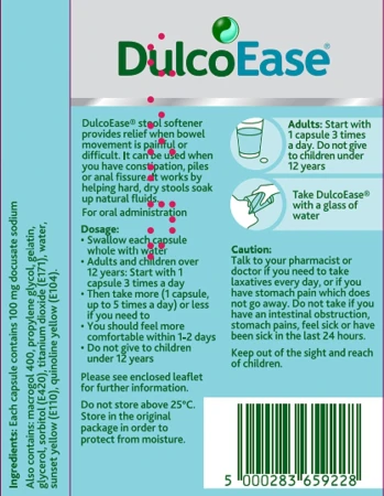 DulcoEase 100mg Capsules - 30 Soft Gel Capsules Providing Softening Relief 5.jpg