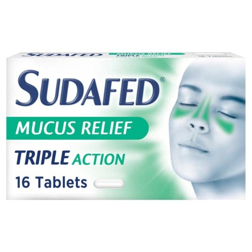 Przejdź do produktu Sudafed Mucus Relief Triple Action Cold & Flu Tablets 16 per pack