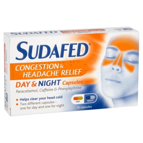 Przejdź do produktu Sudafed Congestion Headache Relief Day & Night Capsules 16 per pack