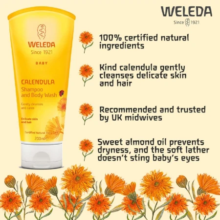 Weleda Baby Natural Calendula Vegan Shampoo &amp; Body Wash 200ml 3.jpg