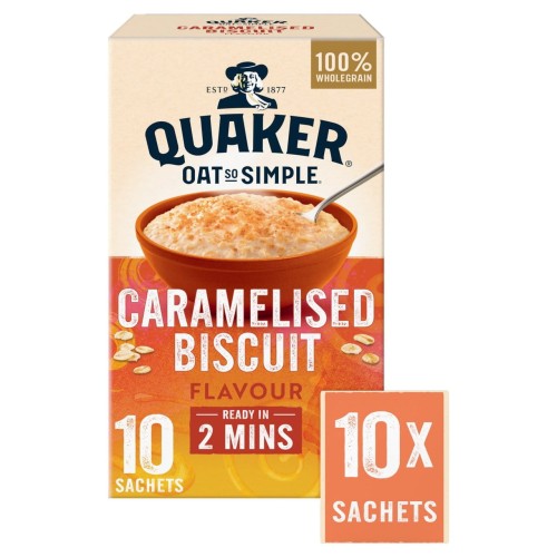 Przejdź do produktu Quaker Oat So Simple Caramelised Biscuit Porridge Cereal Sachets 10 per pack