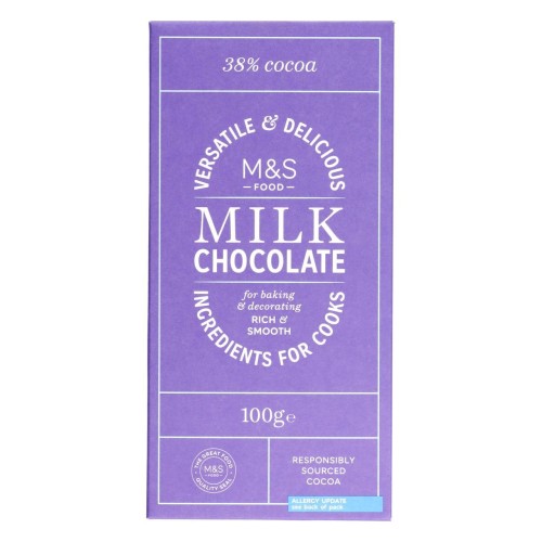 Przejdź do produktu Marks & Spencer 38%  Cocoa Baking & Decorting Milk Chocolate 100g