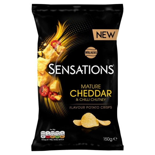 Przejdź do produktu Walkers Sensations Mature Cheddar Cheese & Chilli  Chutney Crisps 150g