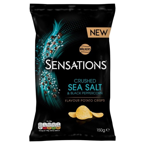 Przejdź do produktu Walkers Sensations Crushed Salt & Black Peppercorn Sharing Crisps 150g