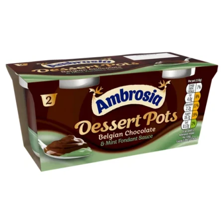 Ambrosia Ready To Eat Belgian Chocolate &amp; Mint Fondant Sauce Dessert Pots 2 x 110g.webp