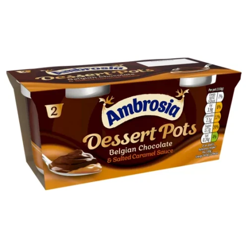Przejdź do produktu Ambrosia Ready To Eat Belgian Chocolate & Salted Caramel Sauce Dessert Pots 2 x 110g
